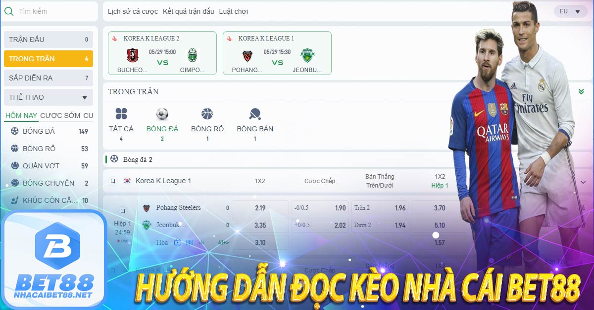 Hướng dẫn đọc kèo nhà cái bet88