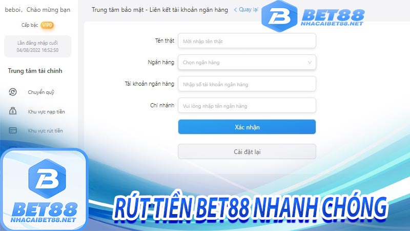 Rút tiền bet88